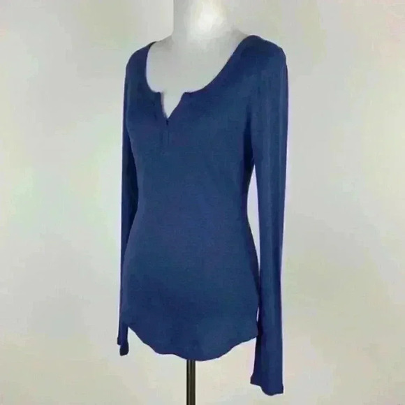 Express top size SP blue long sleeve split henley - Picture 8 of 9